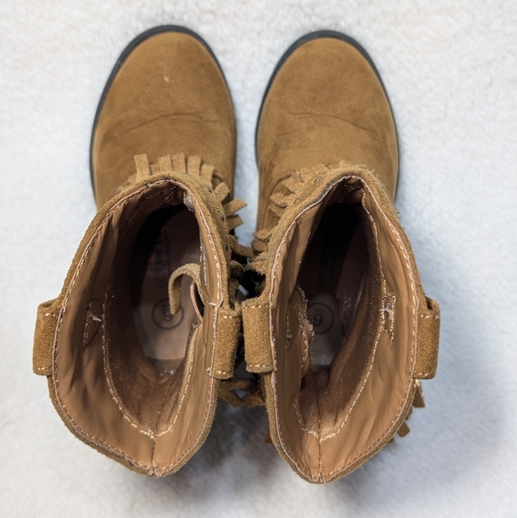Girls Genuine Kids by Oshkosh Leather Suede Textile Fringe Western Boots Size 6 - Picture 6 of 8
